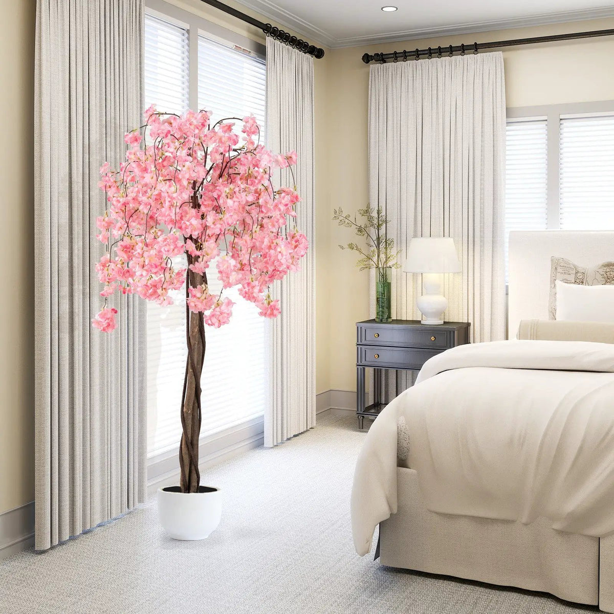 5.5 FT Tall Artificial Cherry Blossom Tree with Pink/White Flowers 2 Pack, photo 6 of 16