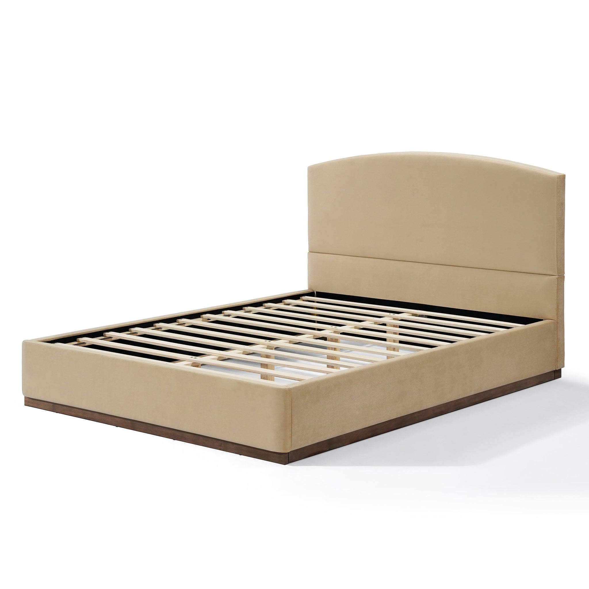 Queen Size Upholstered Bed Frame with Velvet Fabric Thick Headboard by HouseOfZazla