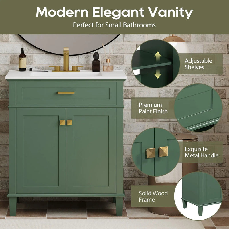 Bathroom Vanity With Ceramic Basin, Soft Close Door And Adjustable Shelves by HouseOfZazla