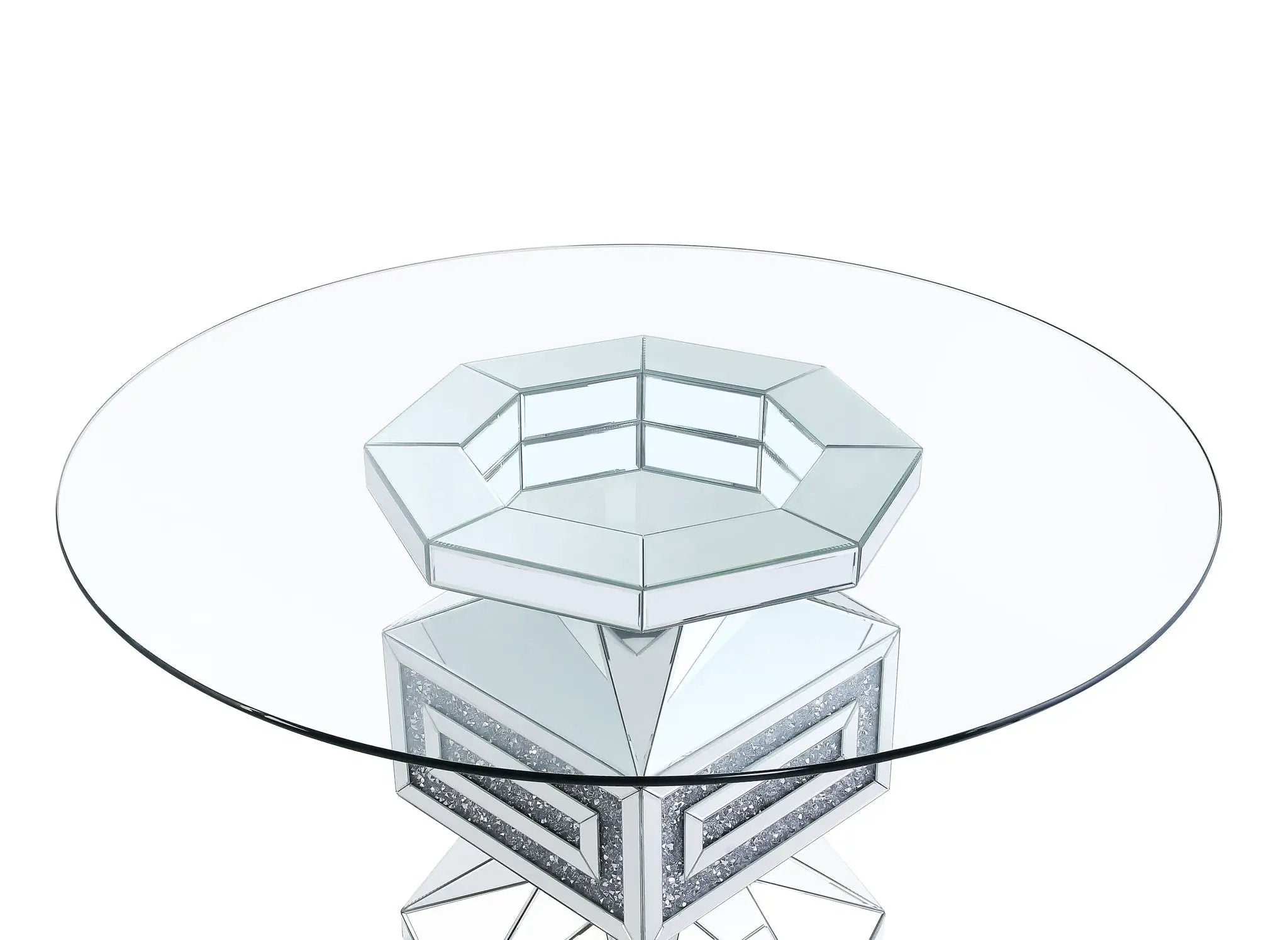 Noralie - 30" Dining Table - Clear Glass, Mirrored & Faux Diamonds by Unique Piece Furniture