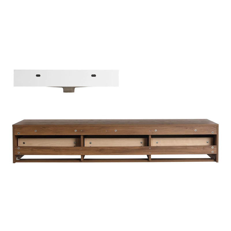 Modern Wall Mounted Bathroom Vanity With Resin Sink And Side Cabinet - Brown Ebony by HouseOfZazla