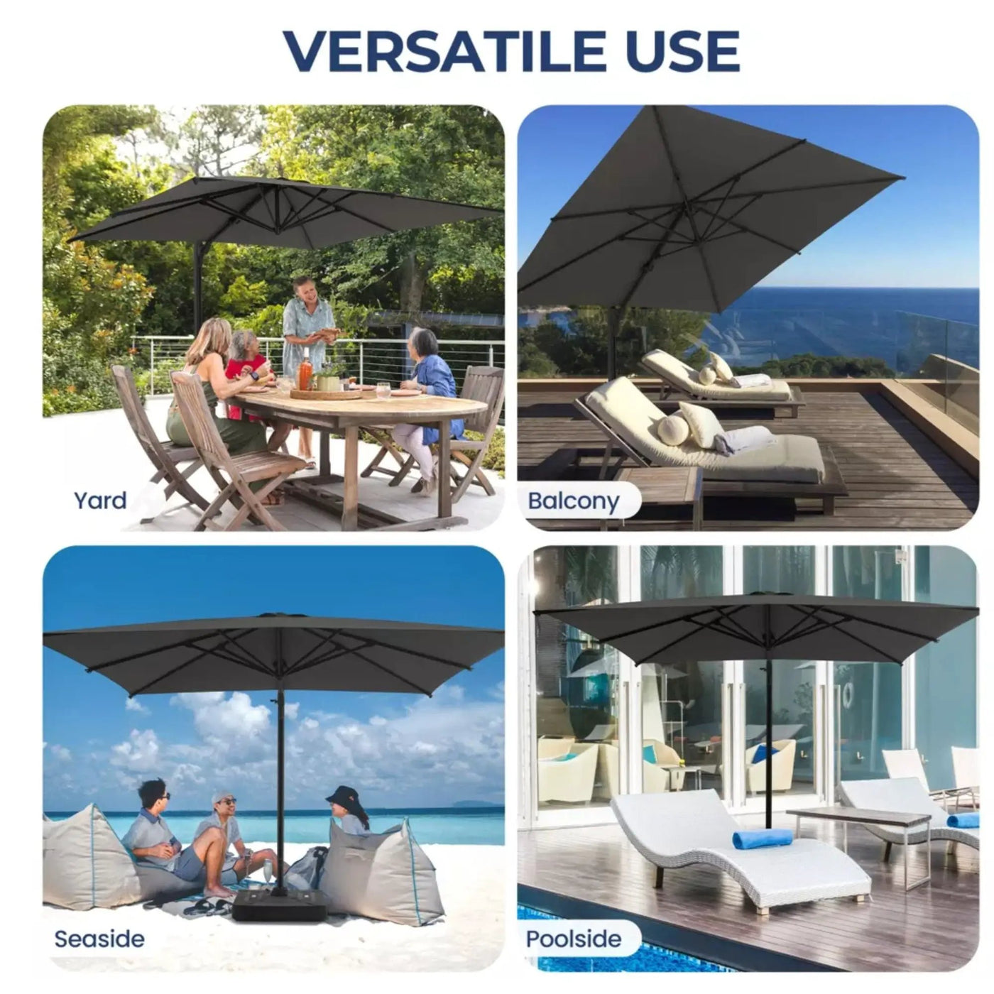 Round Cantilever Patio Umbrella With 360 Rotation & Infinite Tilt Adjustment by HouseOfZazla