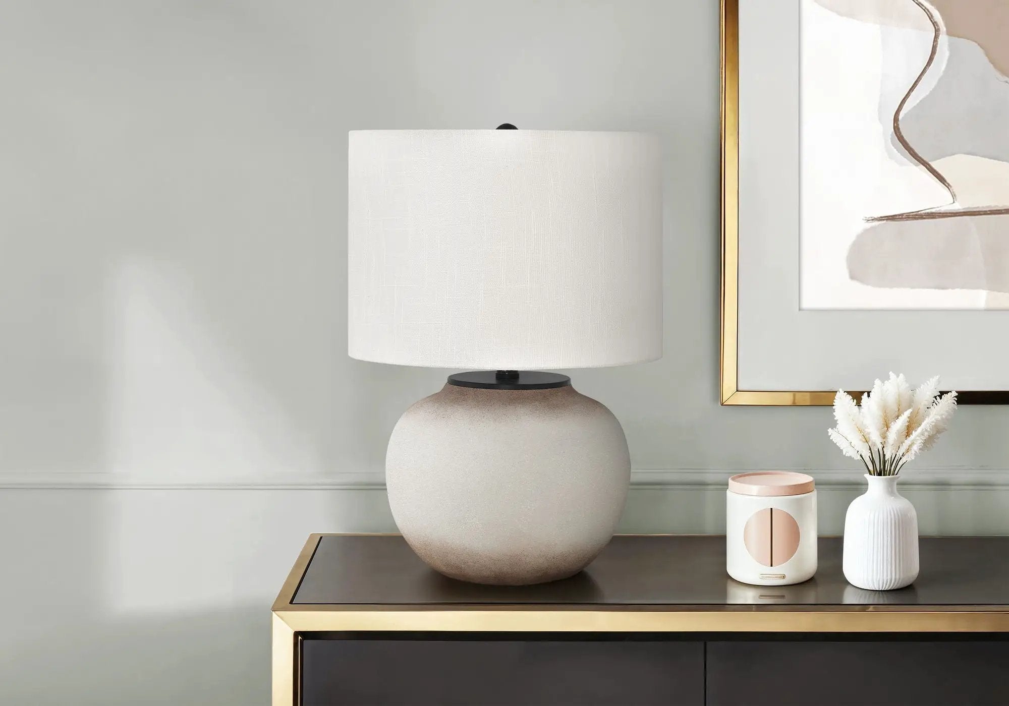 Modern Lighting, Table Lamp, Ceramic - Cream by HouseOfZazla