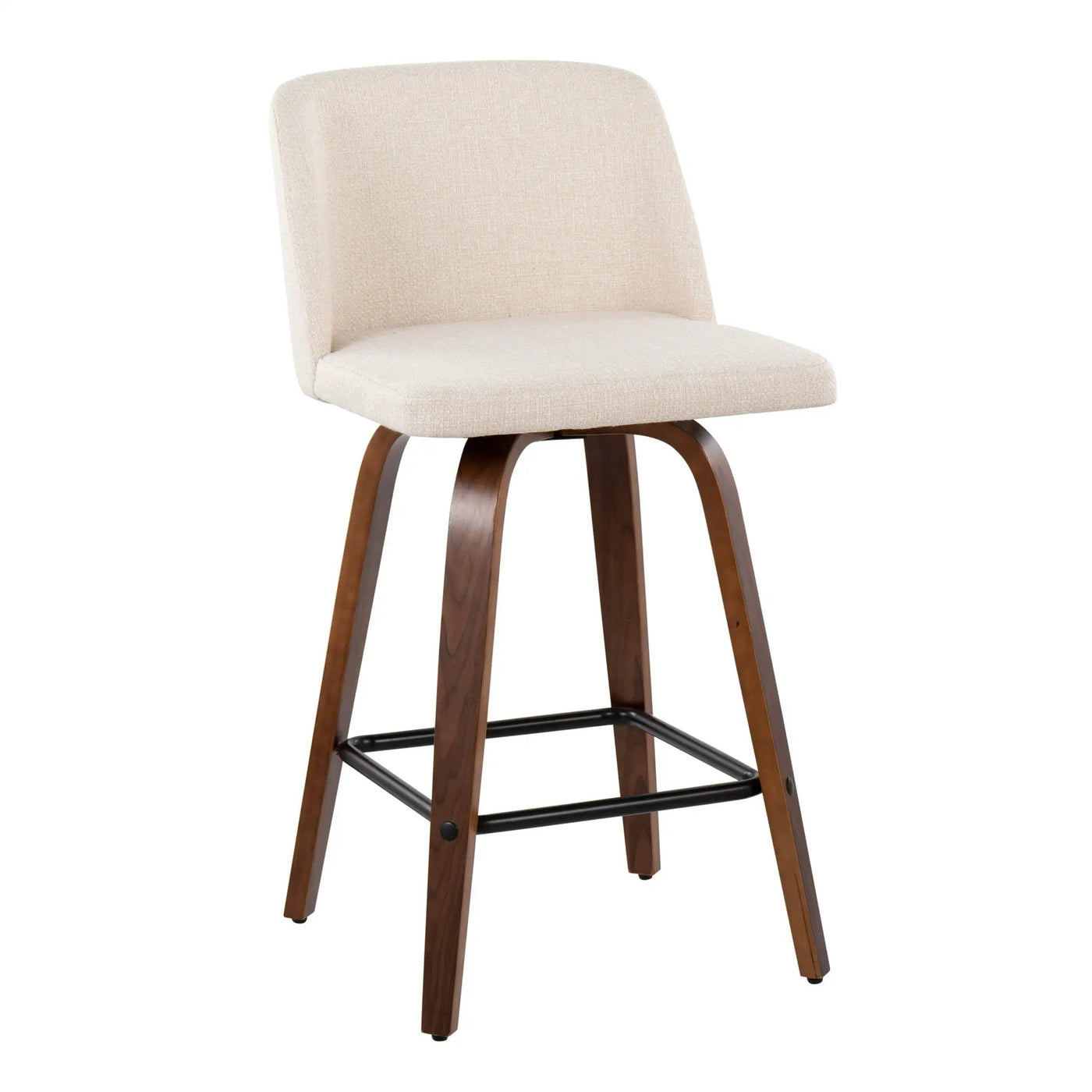 Toriano - Mid Century Modern Fixed Height Counter Stool & Square Footrest (Set of 2) by HouseOfZazla