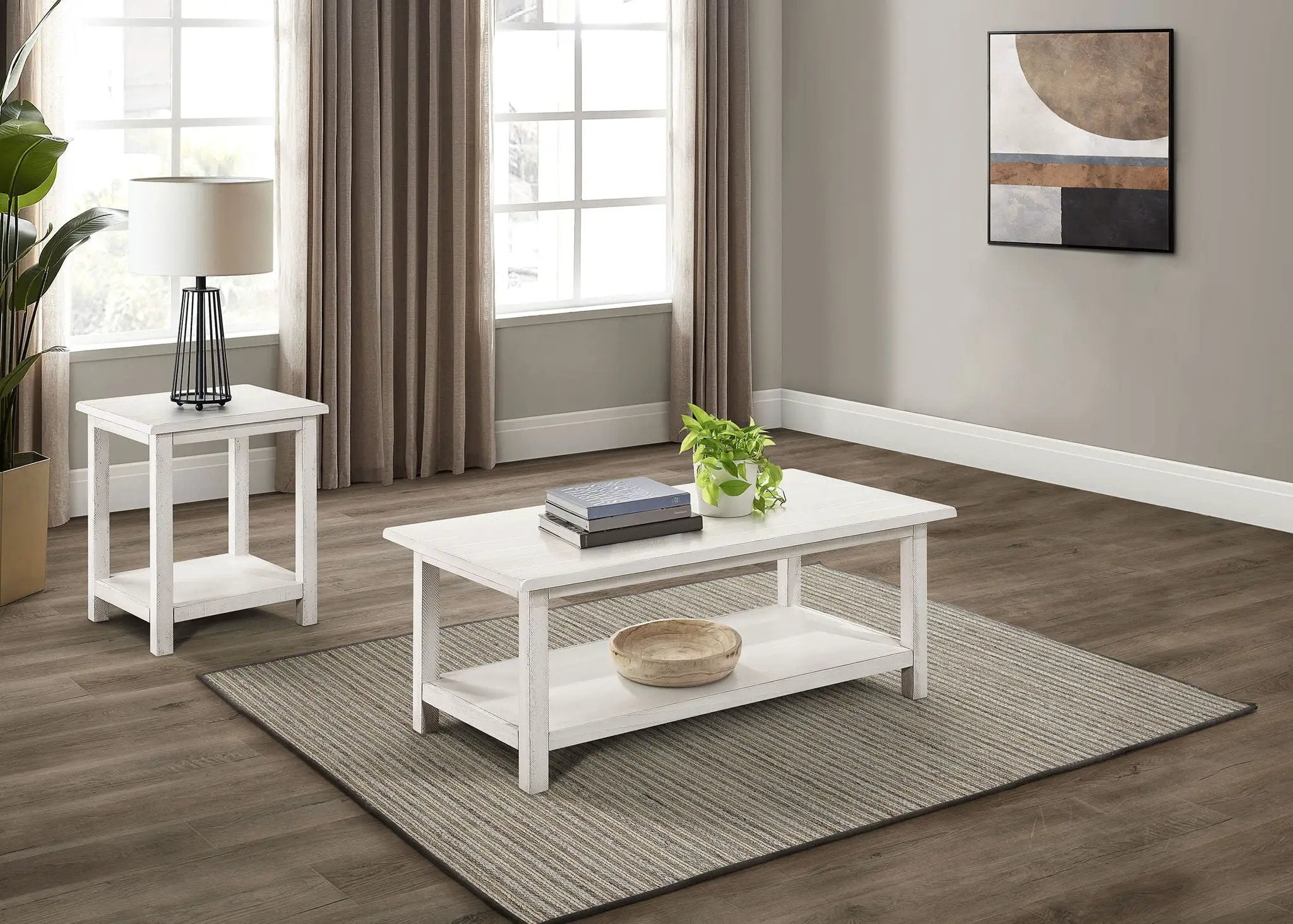 Payne 2-piece Coffee and End Table Set Distressed White by Unique Piece Furniture