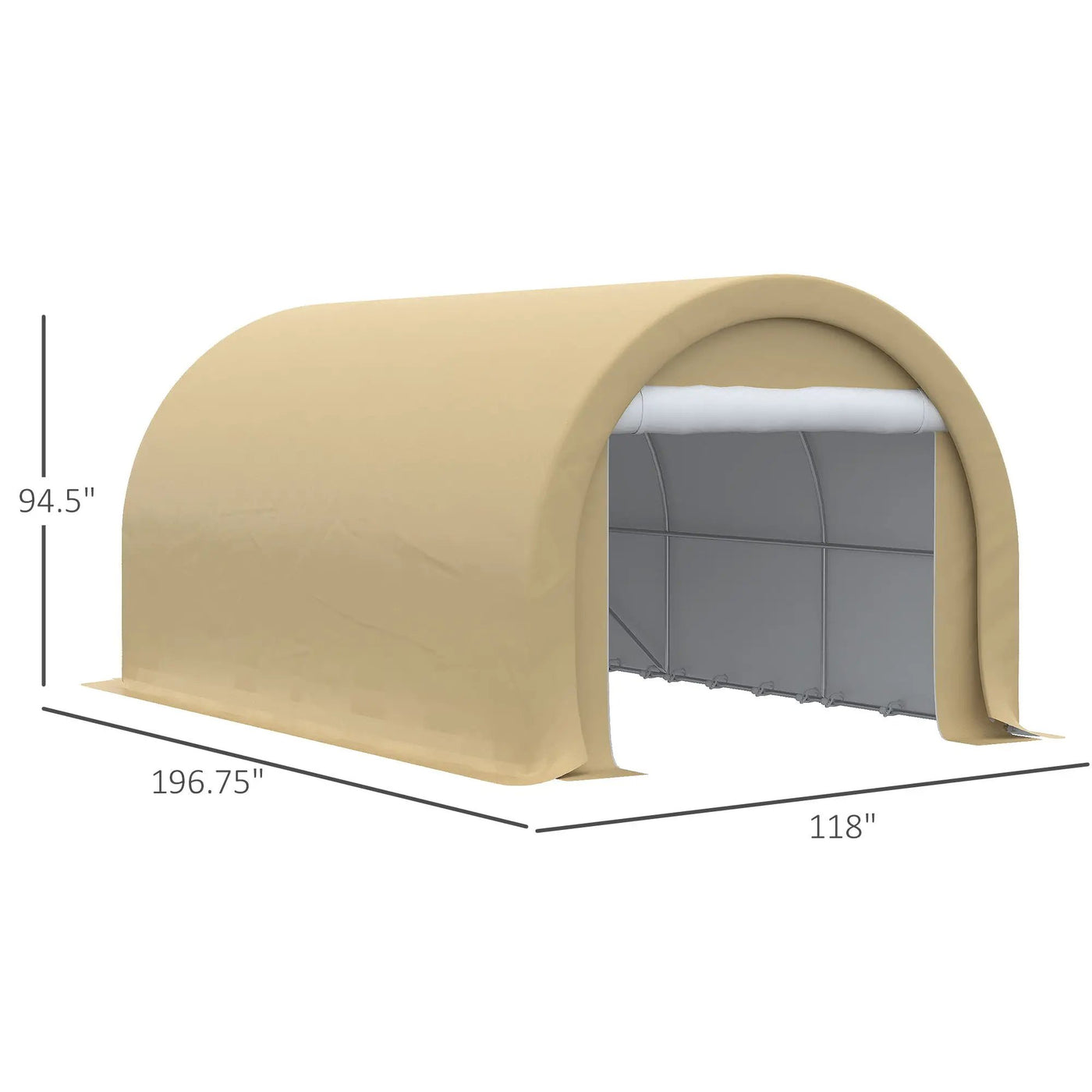 Outsunny - 10' x 16' Carport, Heavy Duty Portable Garage Storage Tent With Large Zippered Door, Anti-Uv Pe Canopy Cover For Car, Truck, Boat, Motorcycle, Bike, Garden Tools, Outdoor Work by HouseOfZazla