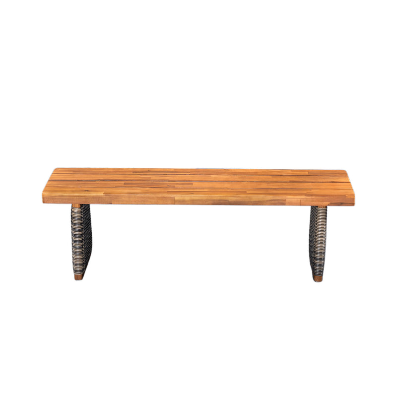 Outdoor 1pcs Acacia Wood Bench, Teak Finish by HouseOfZazla