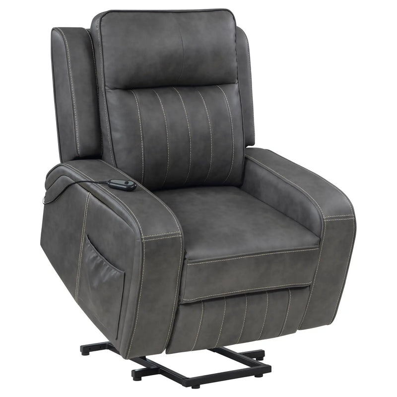 Mckinley - Upholstered Power Lift Recliner Chair With Remote Control - Gray by Unique Piece Furniture