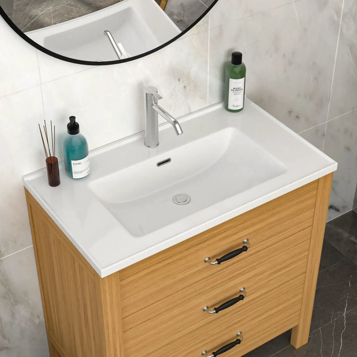 Modern Rectangular Vanity Top With Overflow For Bathroom by HouseOfZazla