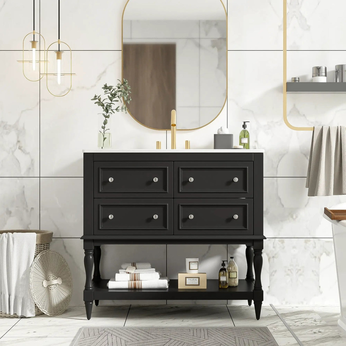 Bathroom Vanity Cabinet With Undermount Sink, 4 Drawer Set by Unique Piece Furniture