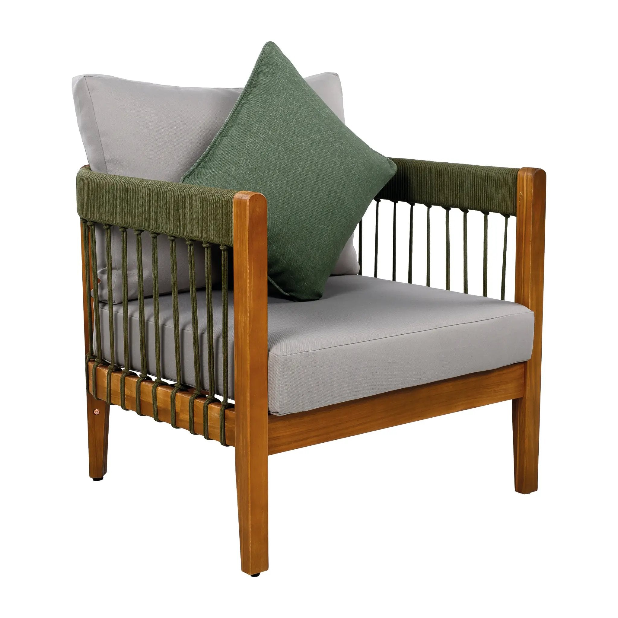 Acacia Wood Outdoor Club Chair with Handwoven Rope Accents by HouseOfZazla