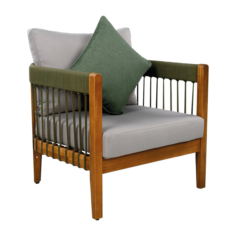 Acacia Wood Outdoor Club Chair with Handwoven Rope Accents by HouseOfZazla