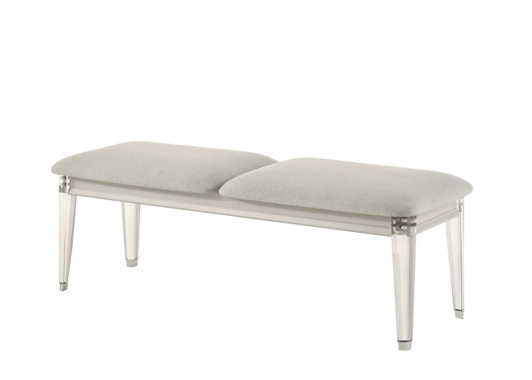 Laveda - Boucle Bench - Light Gray / White by Unique Piece Furniture