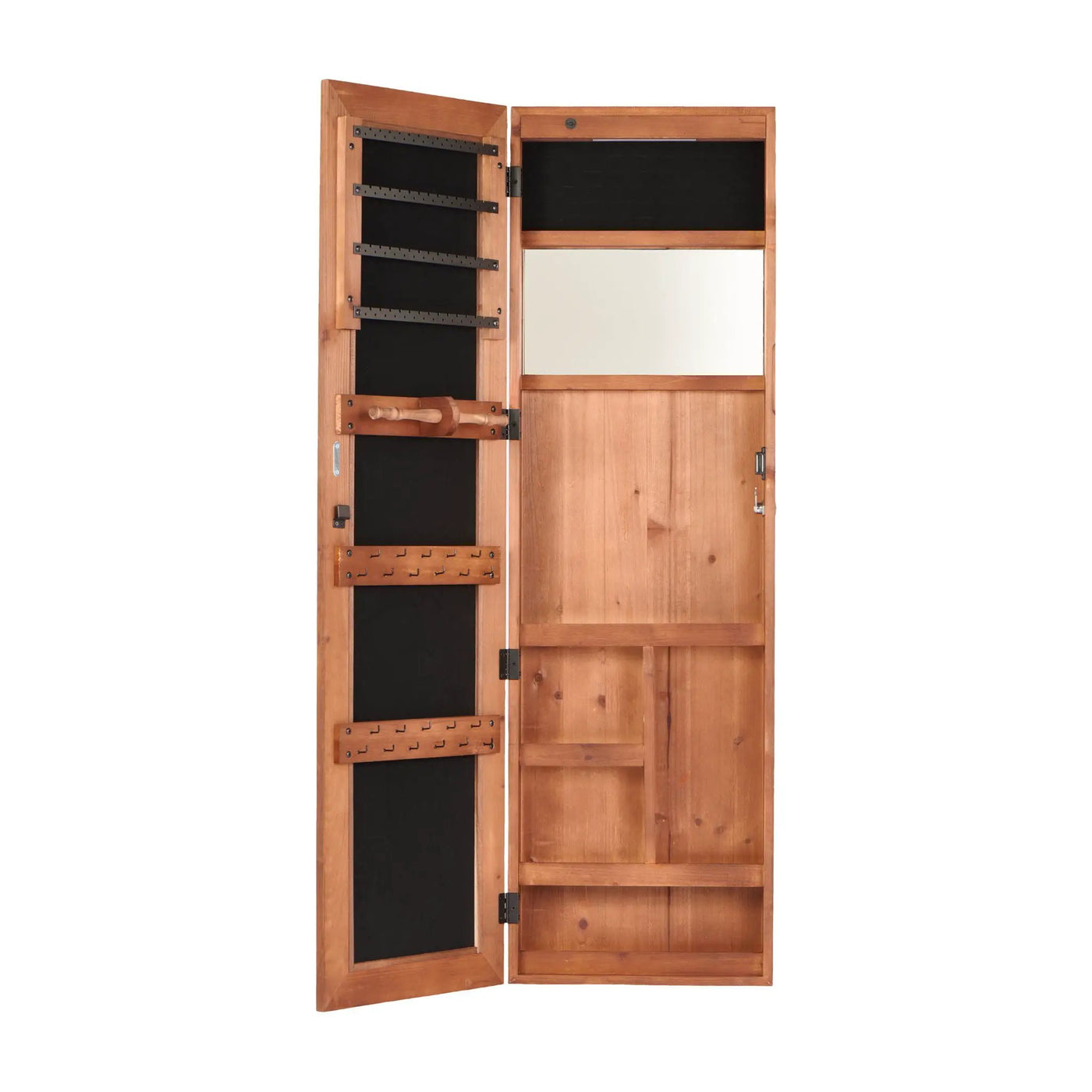 Jewelry Armoire Organizer With Full Length Mirror, Wall Mounted Lockable Cabinet With LED Light by HouseOfZazla