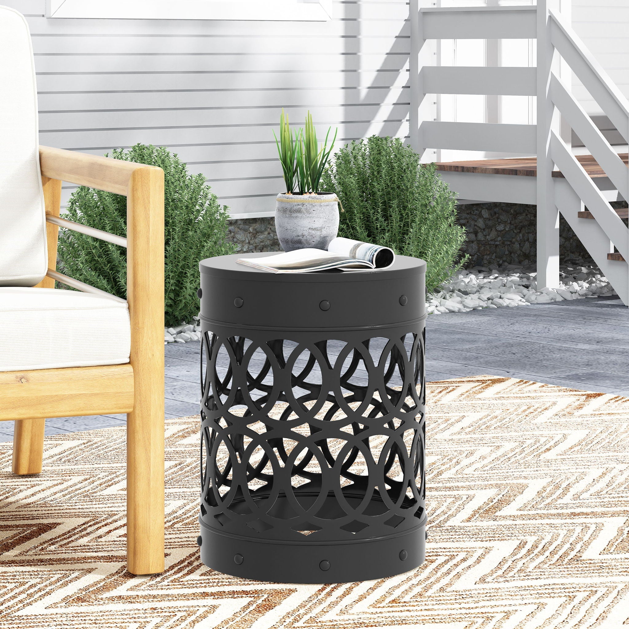 Outdoor Metal Large End Table, Modern Design by HouseOfZazla