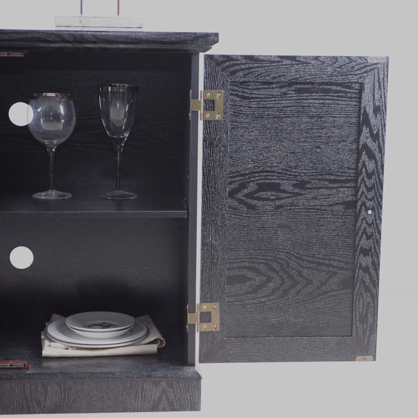 Sideboard Cabinet With Mirrored Doors, Adjustable Shelf, Metal Handles by HouseOfZazla