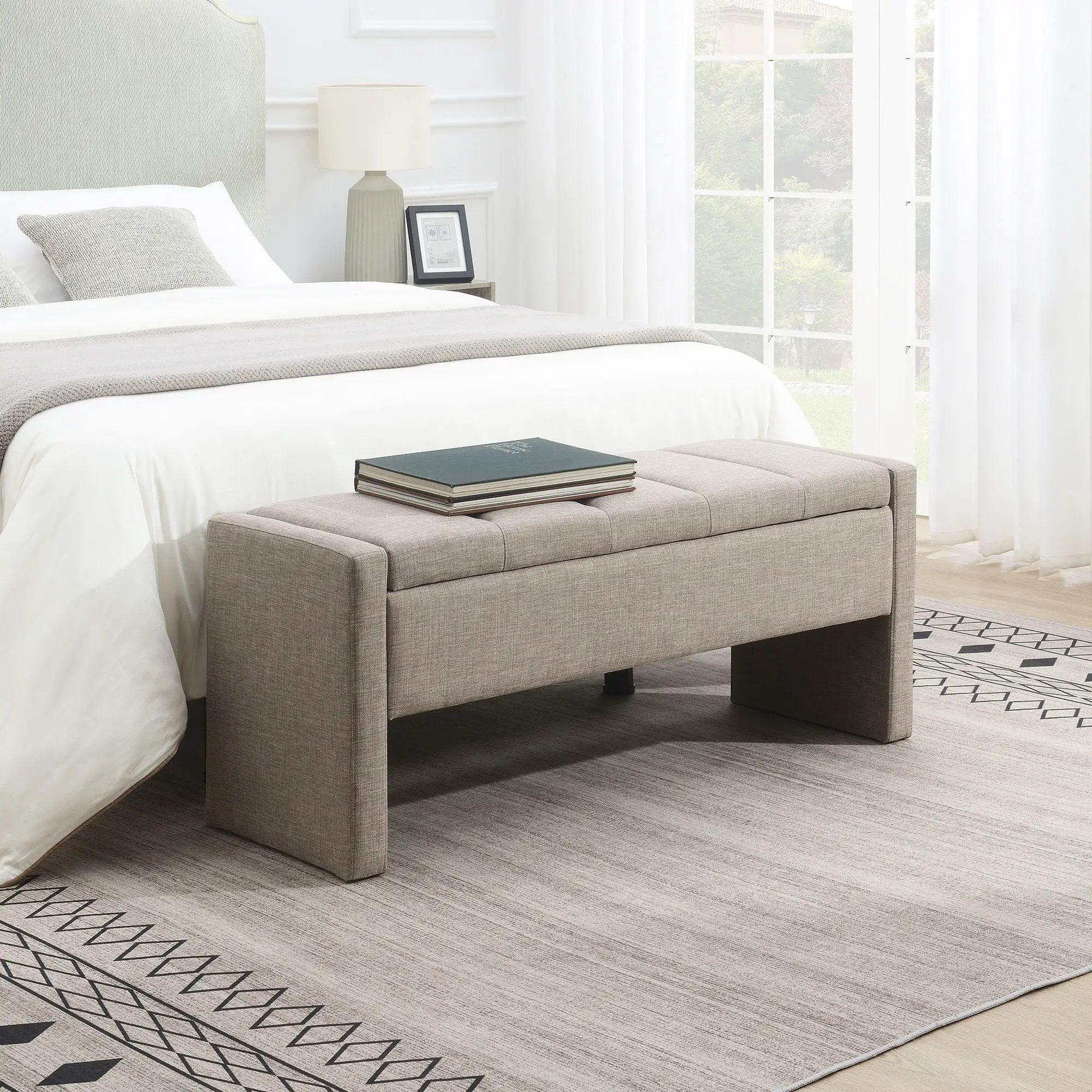 Modern Upholstered Large Bed End Bench With Storage by HouseOfZazla