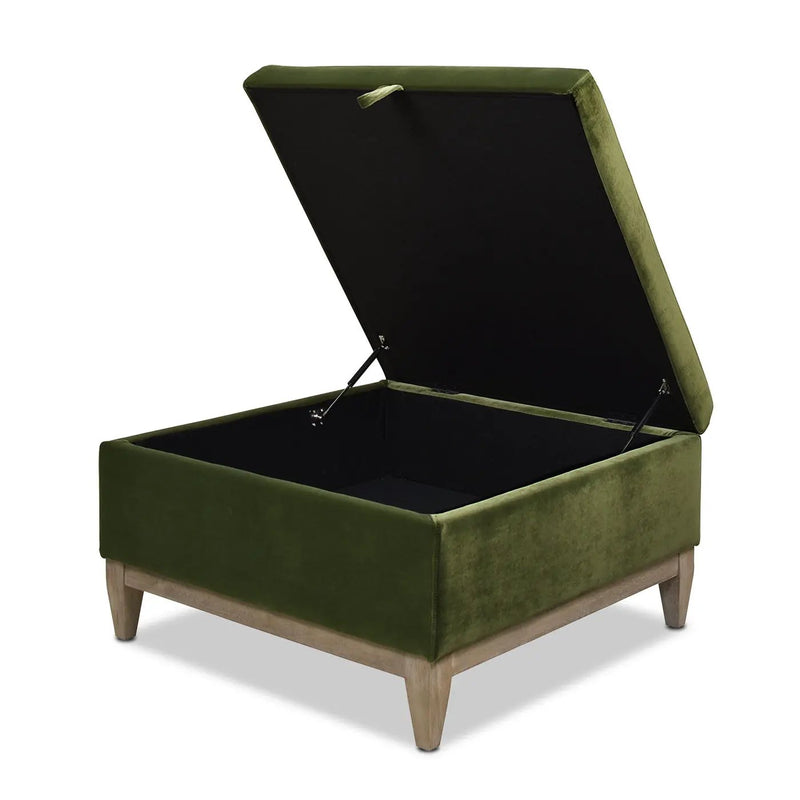 Knox - Square Storage Cocktail Ottoman - Olive Green by HouseOfZazla