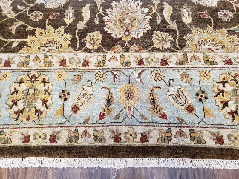 9x12 Vintage Handmade Wool Rug Carpet Indo Mahal Oushak Nice Brown Blue by Jewel Rugs
