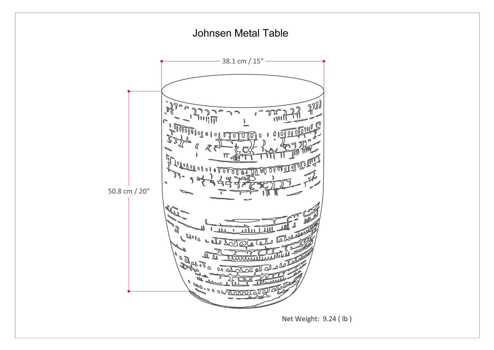 Johnsen - Handcrafted Large Metal Accent Table by HouseOfZazla