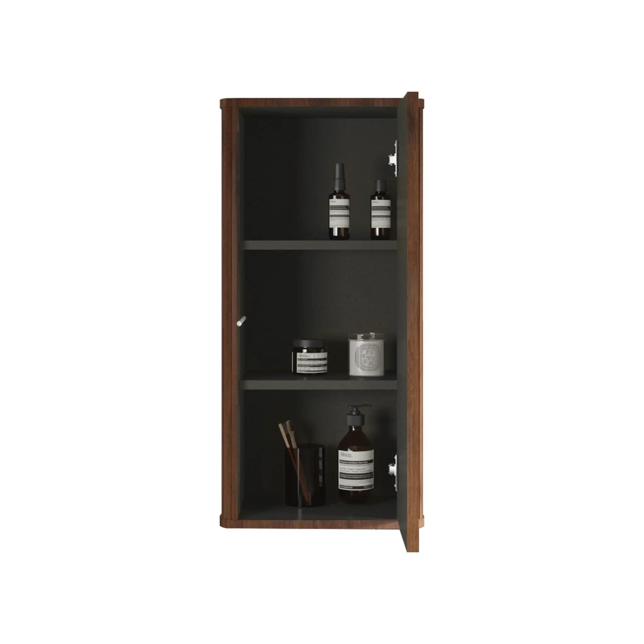 Striped Walnut Bathroom Floating Side Cabinet, Wall-Mounted Storage Cabinet For Small Spaces - Walnut by HouseOfZazla