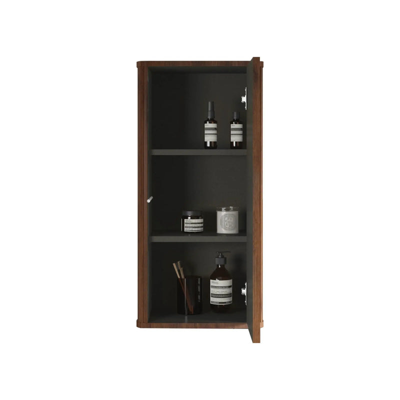 Striped Walnut Bathroom Floating Side Cabinet, Wall-Mounted Storage Cabinet For Small Spaces - Walnut by HouseOfZazla