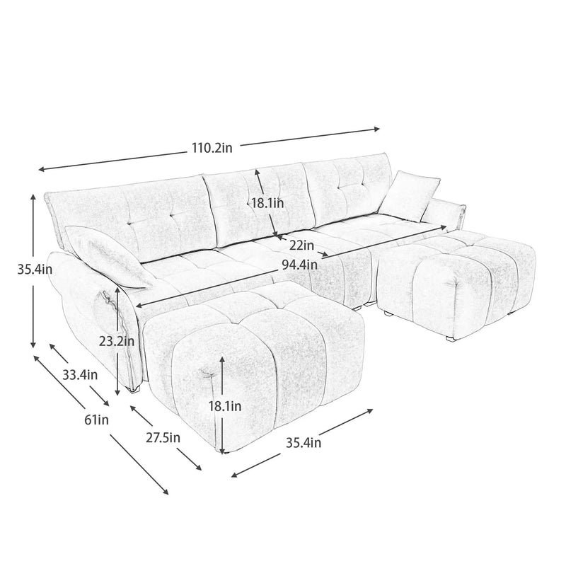 3 Seater Sofa Set With Ottoman And Throw Pillows by HouseOfZazla