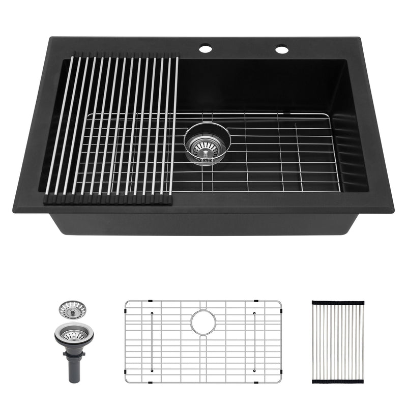 Quartz Kitchen Sink, Granite Composite, Drop In Sink With Durable Design by HouseOfZazla