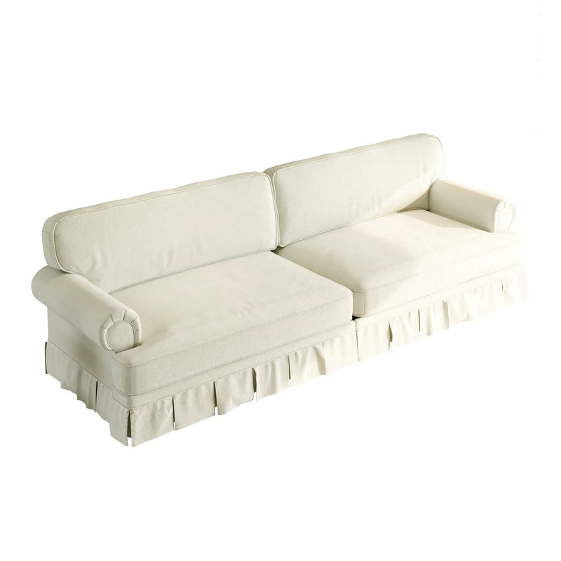 Luxuriously Comfortable Cloud Couch Sofa With Elegant Rolled Arms & Pleated Skirt Design by HouseOfZazla