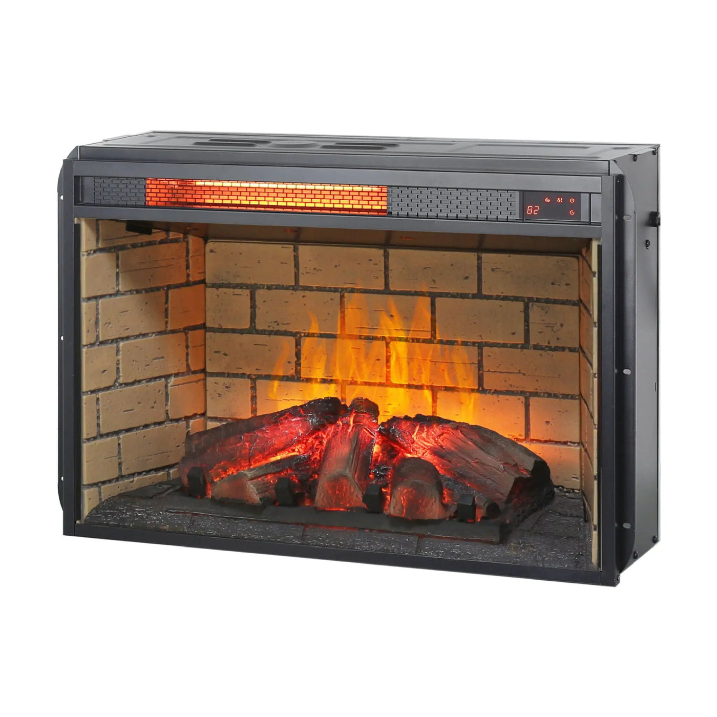 Infrared Quartz Heater Fireplace Insert -Woodlog Version With Brick by Unique Piece Furniture