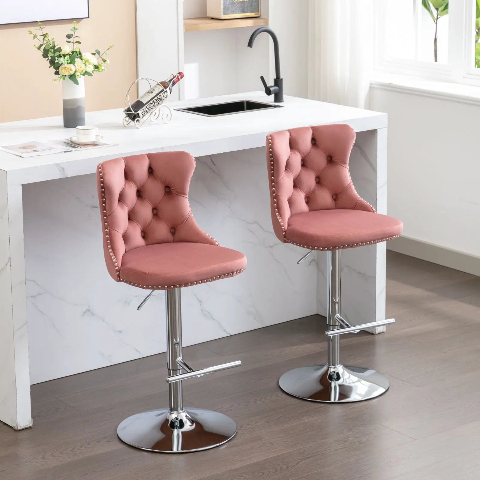 Swivel Adjustable Height Barstools Set of 2 by HouseOfZazla