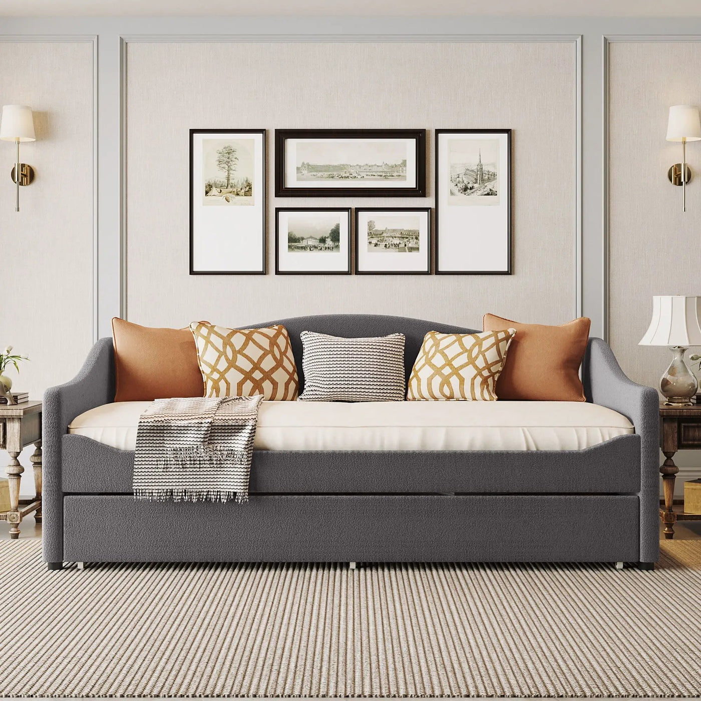 Design Upholstered Daybed With Light and Trundle by HouseOfZazla