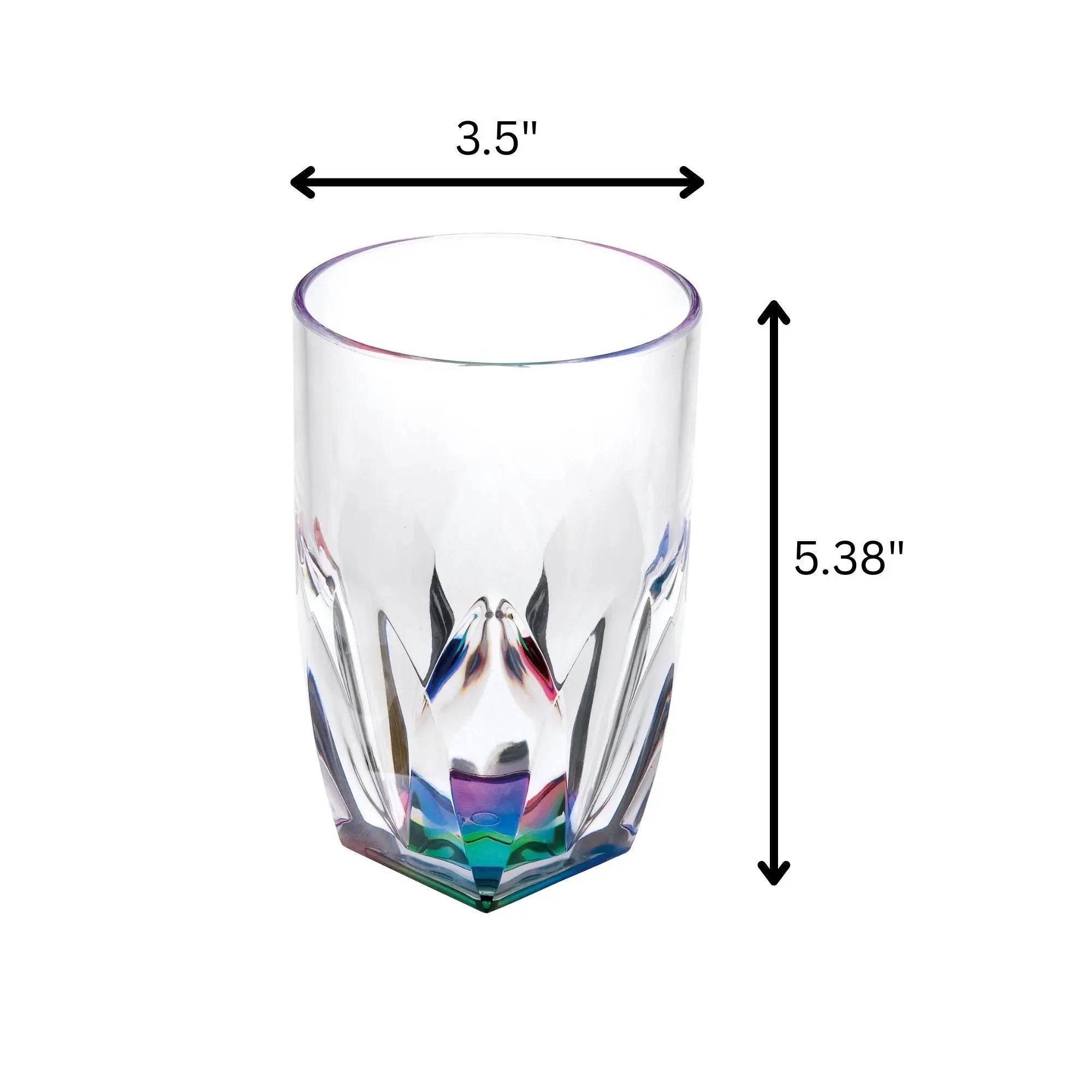 Rainbow Diamond Acrylic Glasses Drinking (Set of 4) Hi Ball 17Oz, Bpa Free Plastic Cocktail Glasses - Clear by HouseOfZazla