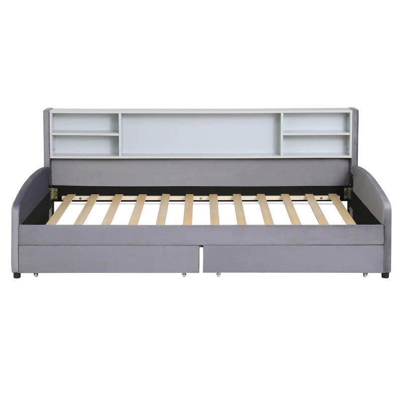 Luxurious Upholstered Platform Bed With Storage Drawers by HouseOfZazla