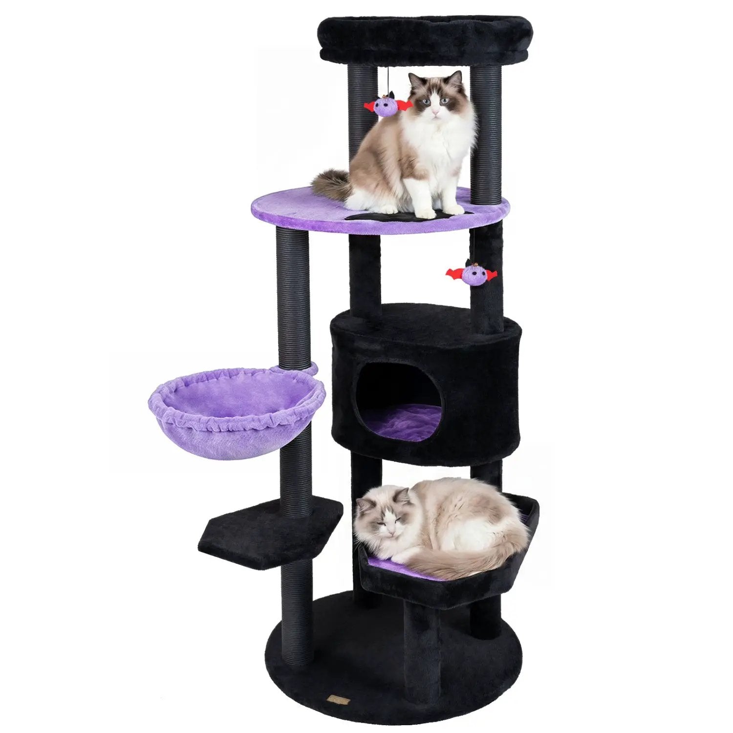 60" Gothic Cat Tower with Plush Perch and Hanging Toys by DirectDeals