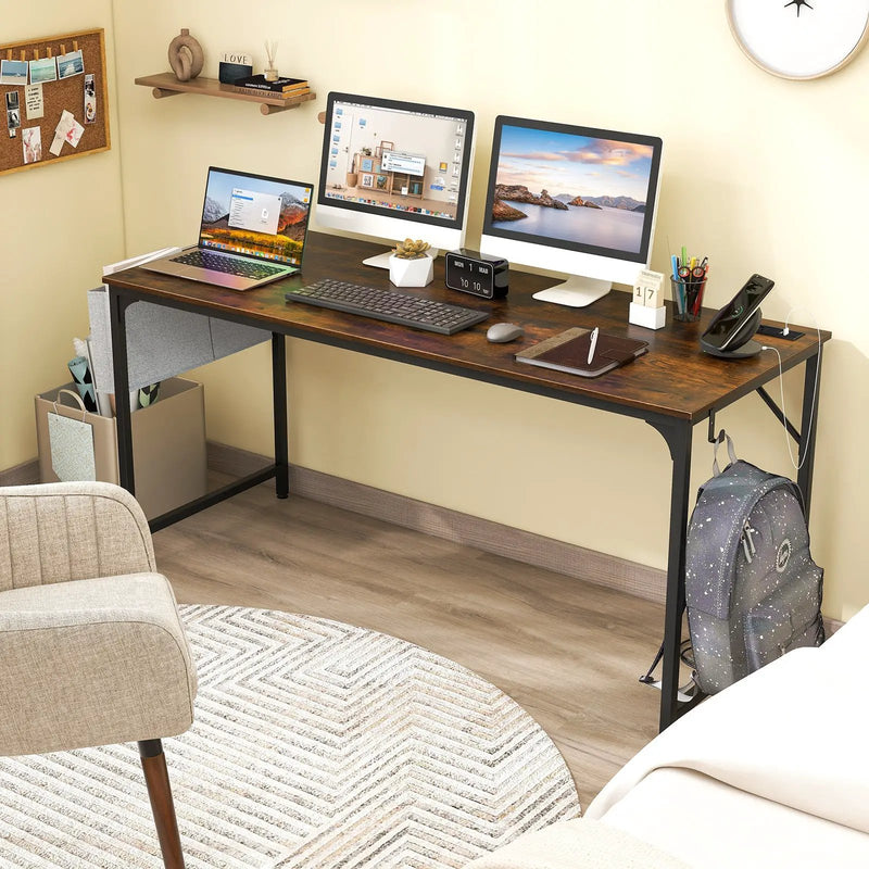 60 Inch Computer Desk with Charging Station Storage Bag by DirectDeals