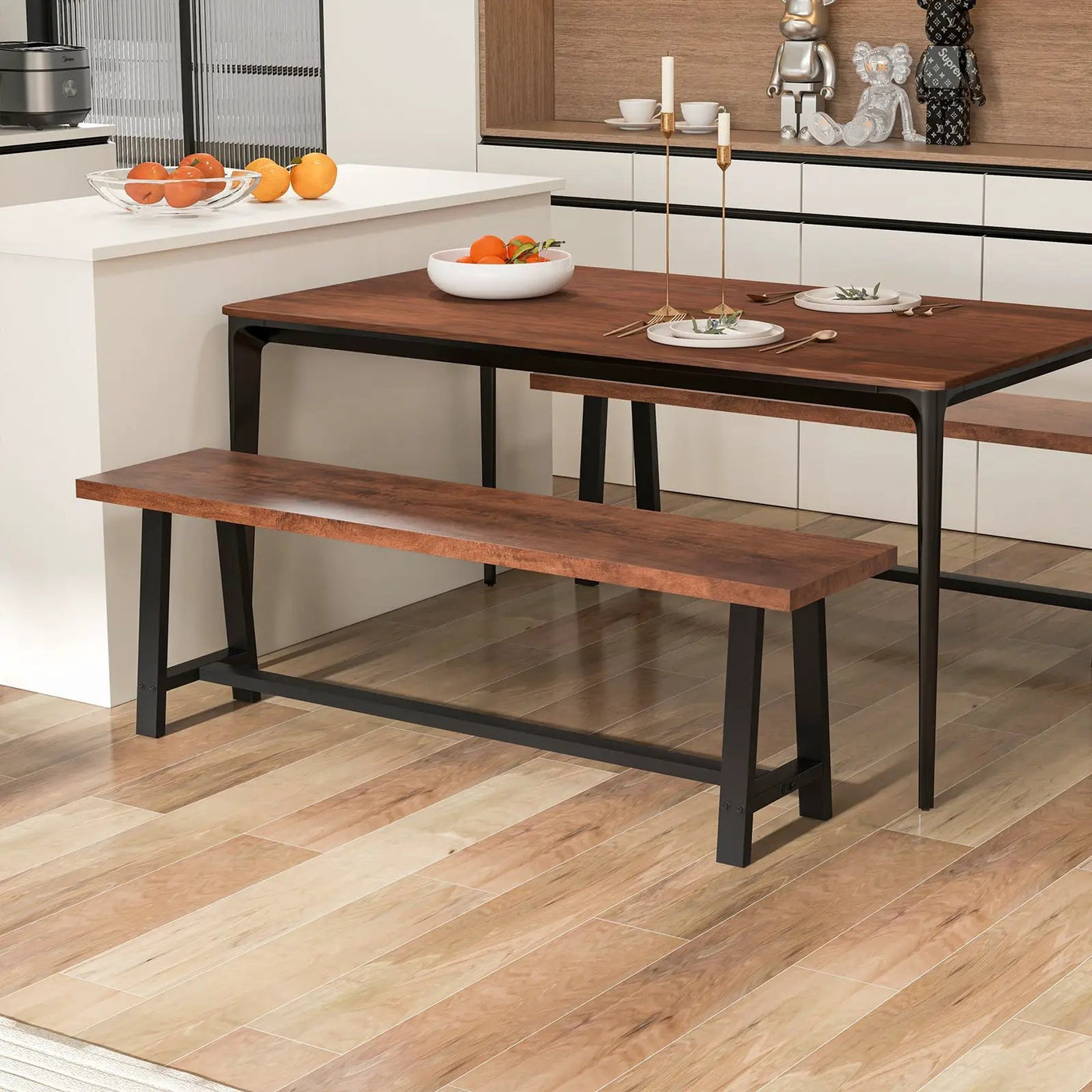 40 Inch Dining Bench 2 Person Entryway Shoe Bench with Metal Frame by DirectDeals