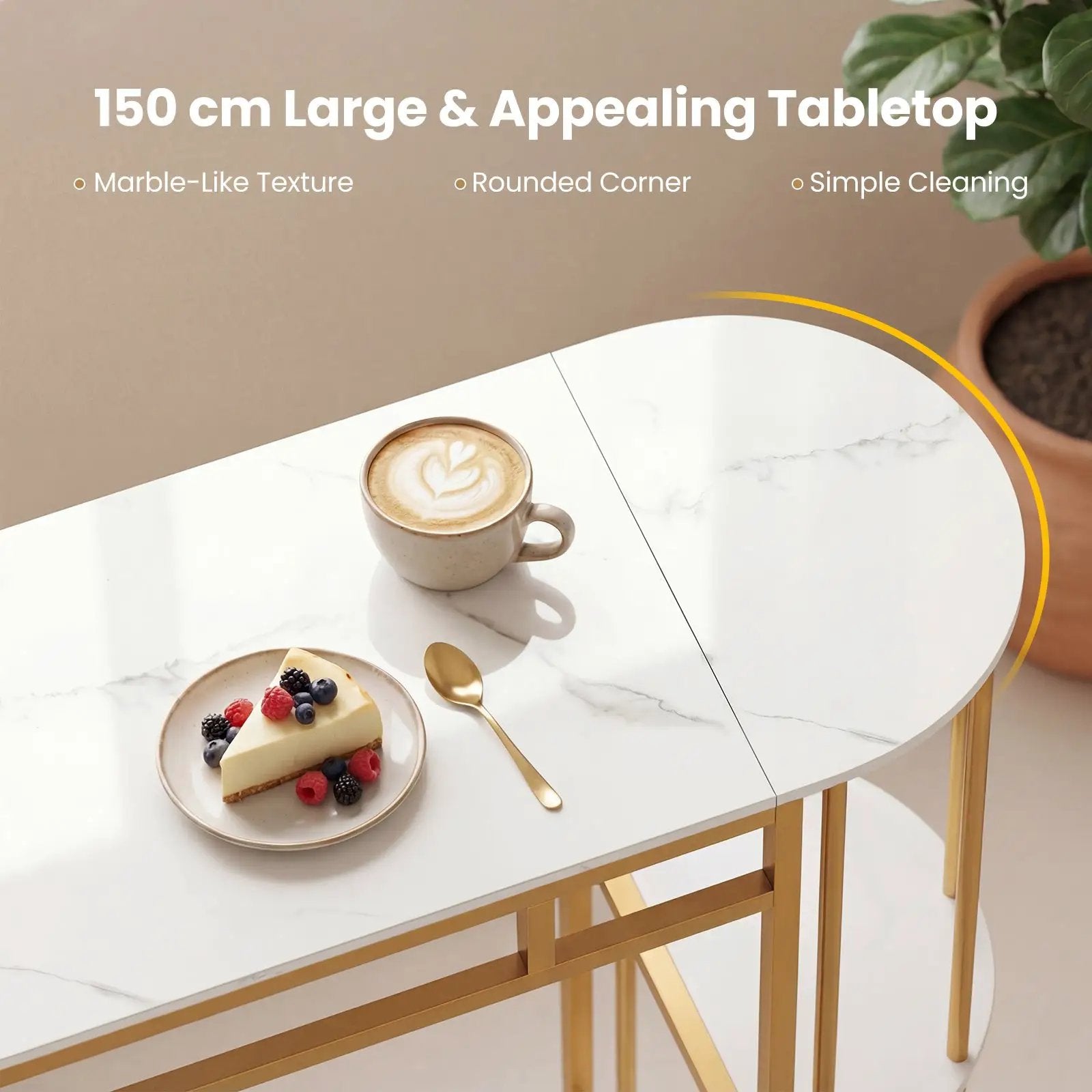 60 Inch Dining Table and 2 Upholstered Barstools with Faux Marble Tabletop by DirectDeals