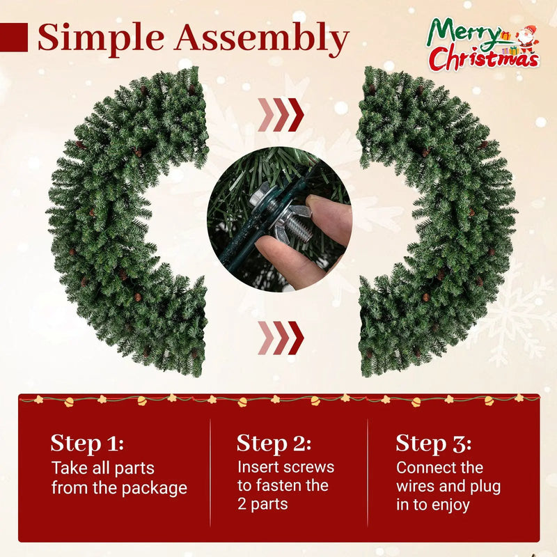 60 Inch Pre-Lit Artificial Christmas Wreath 200 LED Warm White Lights by DirectDeals