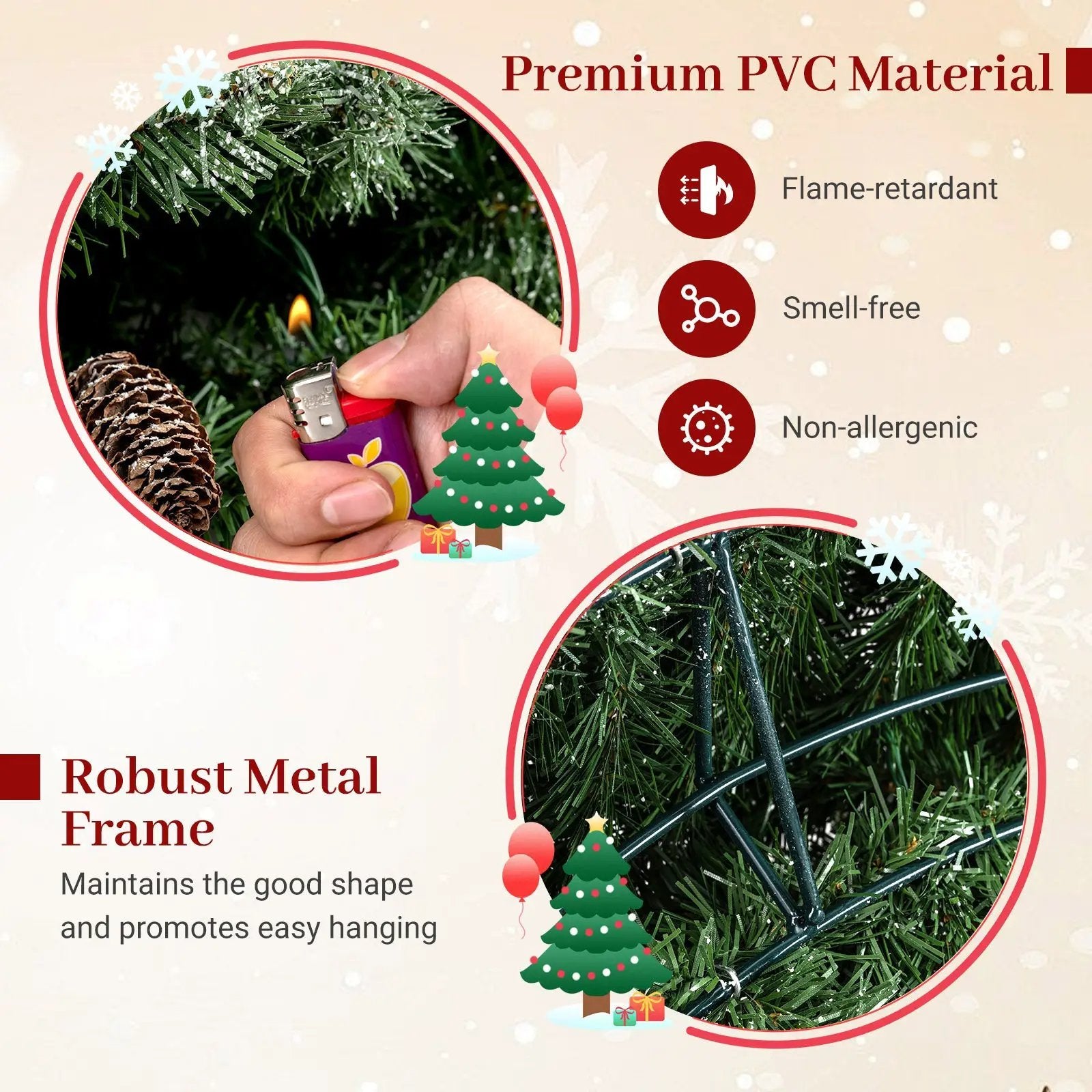 60 Inch Pre-Lit Artificial Christmas Wreath 200 LED Warm White Lights by DirectDeals