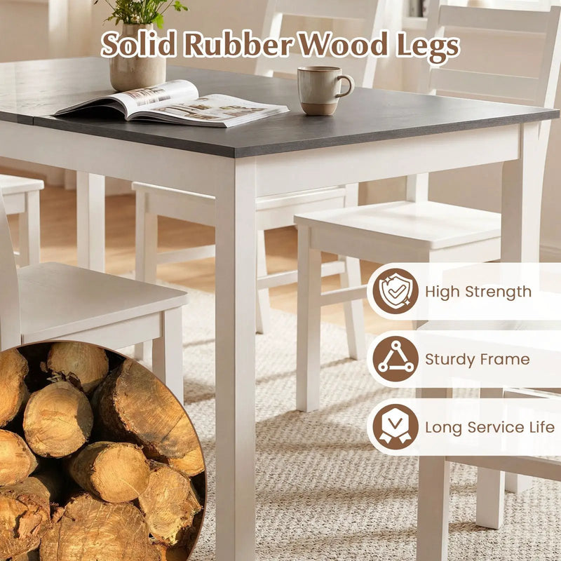 60 Inch Rectangular Dinner Table with Solid Rubber Wood Legs by DirectDeals