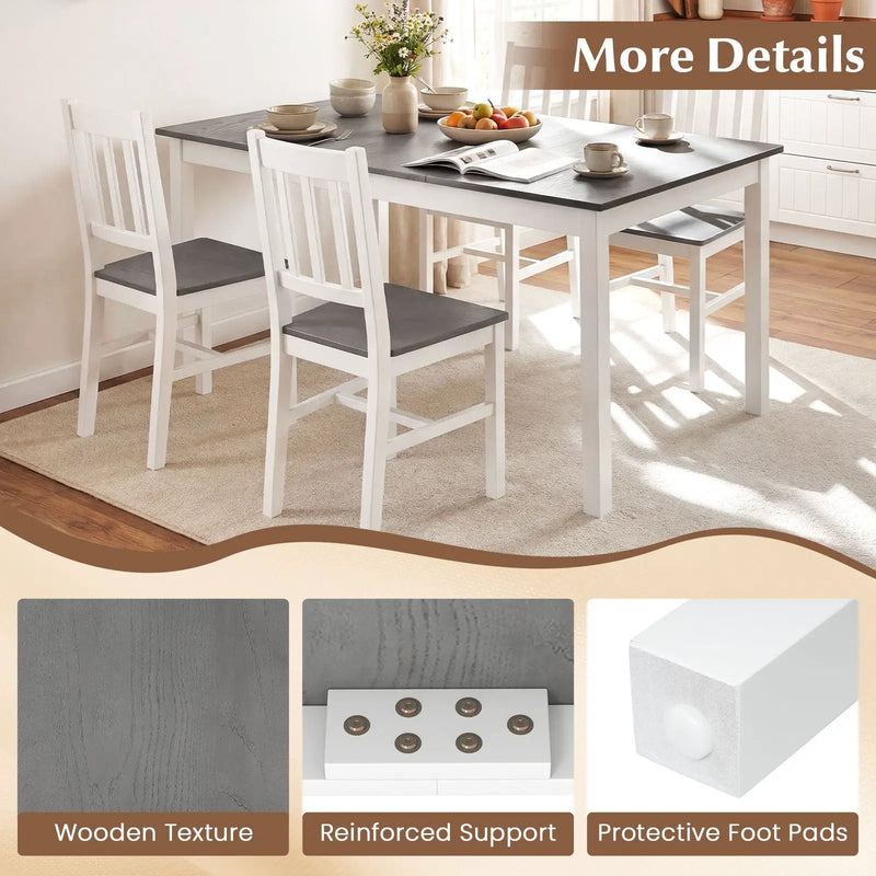 60 Inch Rectangular Dinner Table with Solid Rubber Wood Legs by DirectDeals