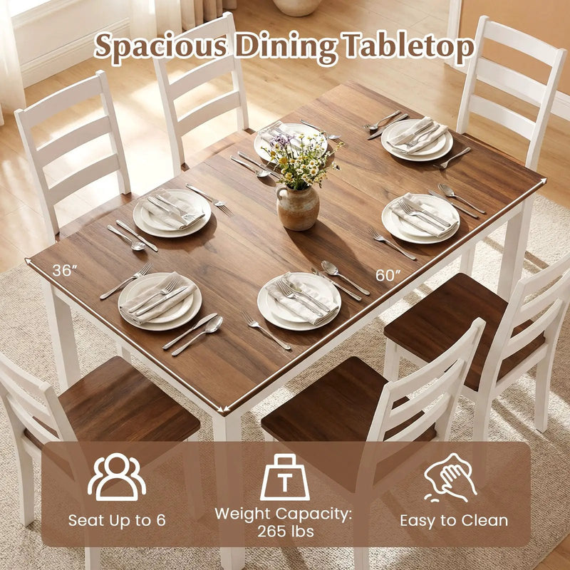 60 Inch Rectangular Dinner Table with Solid Rubber Wood Legs by DirectDeals
