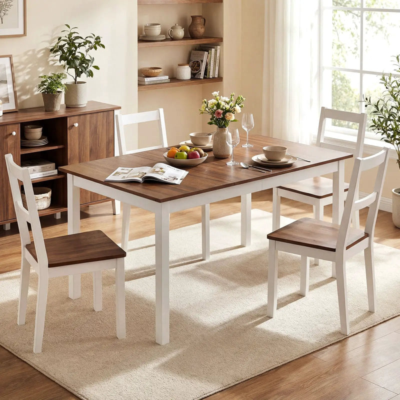 60 Inch Rectangular Dinner Table with Solid Rubber Wood Legs by DirectDeals