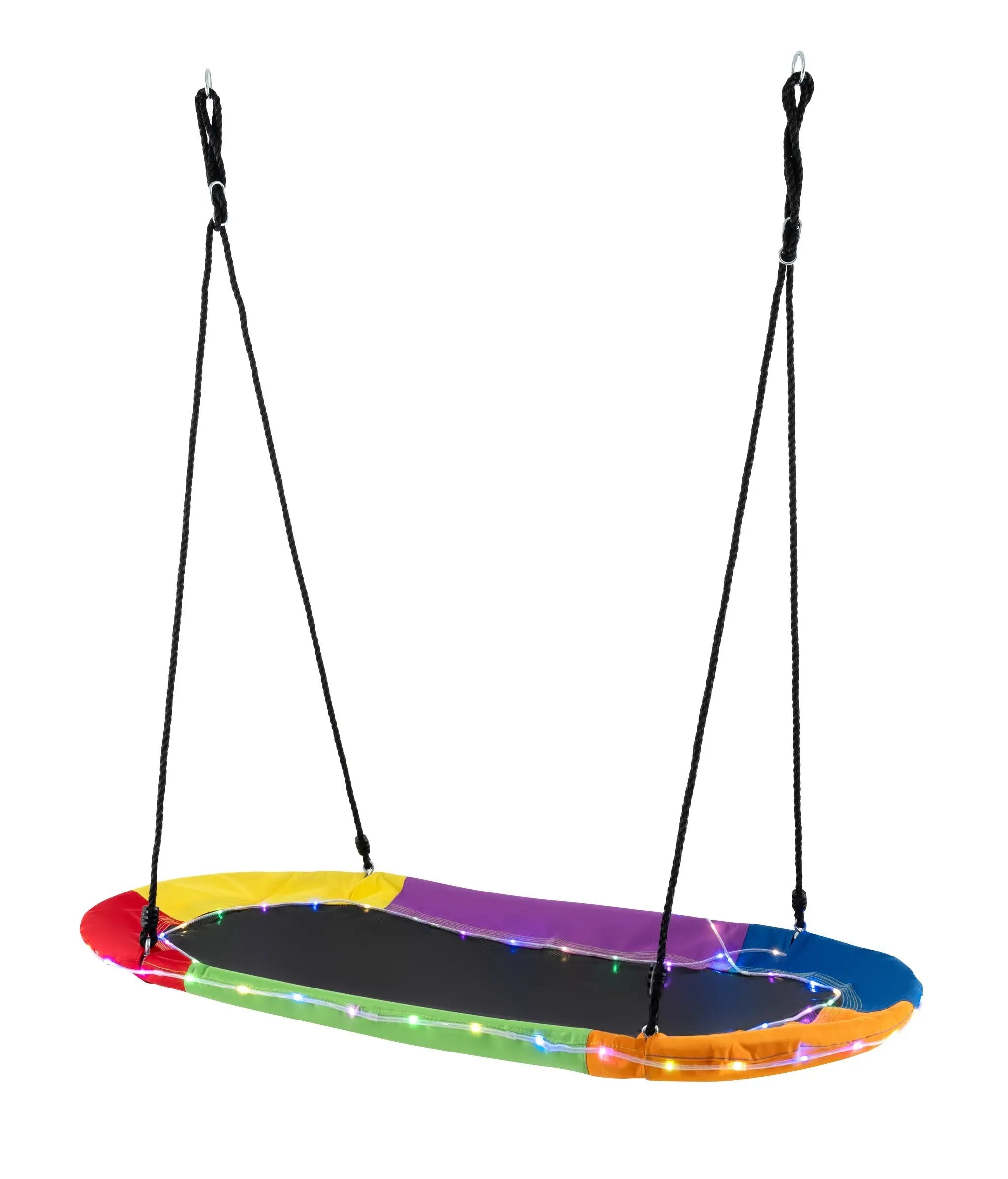 60 Inches Saucer Swing with LED Lights for Kids and Adults-Multicolor by DirectDeals
