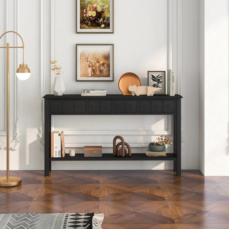 60 Inch Long Sofa Table with 4 Drawers and Open Shelf for Living Room by DirectDeals