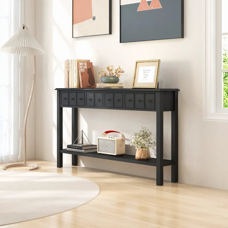 60 Inch Long Sofa Table with 4 Drawers and Open Shelf for Living Room by DirectDeals