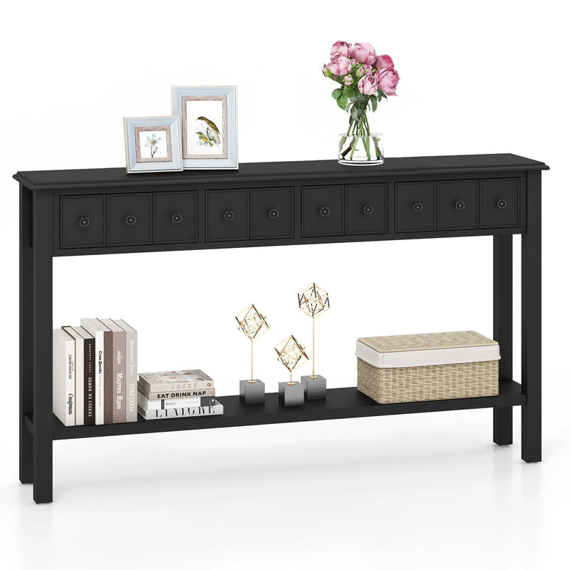 60 Inch Long Sofa Table with 4 Drawers and Open Shelf for Living Room by DirectDeals