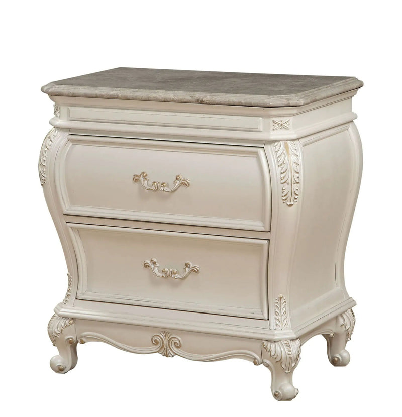 Chantelle - Nightstand With Granite Top - White by Unique Piece Furniture