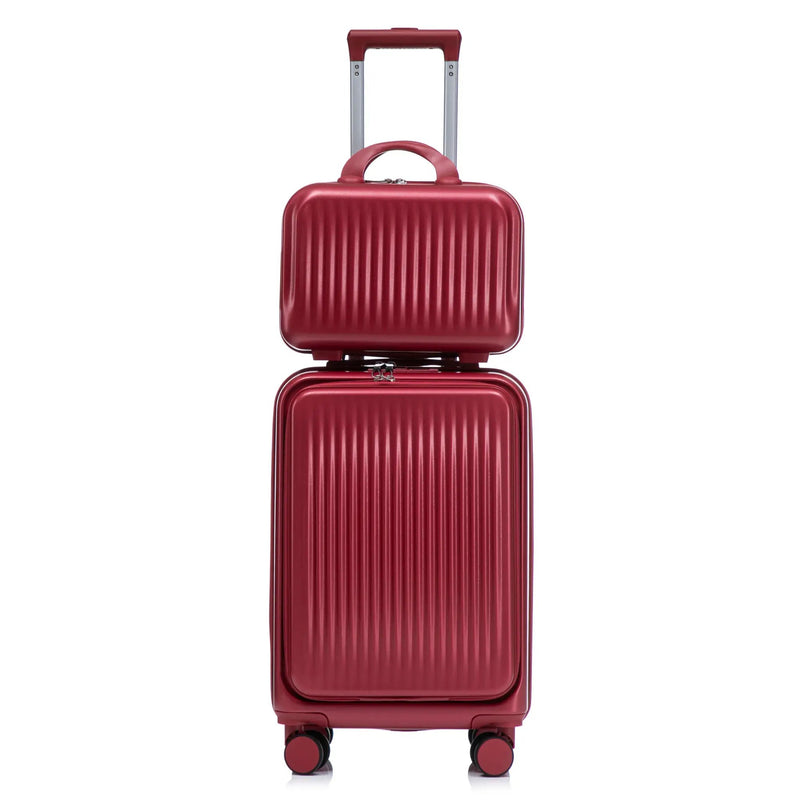 14'/20' 2 pcs ABS Spinner Wheel Luggage Set with Combination Lock and Front Opening Design by HouseOfZazla